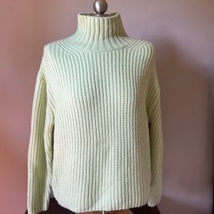 Green long sleeve crop turtleneck sweater